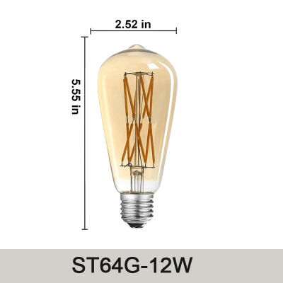 ST64 12W 16W Edison LED Filament Bulb lamp 220V E27 Vintage Antique Retro Edison Replace 160W Incandescent Light Decorative bulb