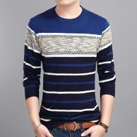 Gifts 2022 Spring And Autumn Middle -Aged MenS Round Neck Sweater Color Stripes Long -Sleeved Thin Bottoming