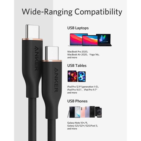 anker-powerline-iii-flow-สาย-usb-c-เป็น-usb-c-100w-สีดําเที่ยงคืน