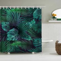 Baltan HOME LY1 Bathroom Curtain Polyester with Hook Tropical Palm Leaves Green Background Shower Curtain Curtain Hanging Curtain HOME Art Decoration