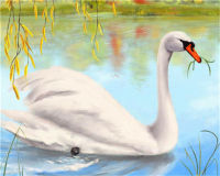 HUACAN 5D DIY Picture By Numbers Swan Animal Wall Art Unique Gift HandPainted Paint By Number Tree For Living Room