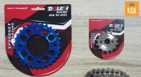 DALE (เดล) สเตอร์หน้าเลส (420) - 14T + สเตอร์หลังกลึงสีน้ำเงิน (420) - 30T/32T สำหรับ เวฟ110i / WA125 / WA100s U-Box / MSX จำนวน 2 ชิ้น