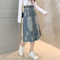 【HOT】❇✴ S-5XL New Denim Skirt Fashion Frayed Waist Jeans Size