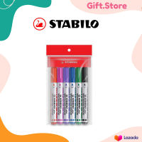 ปากกาไวท์บอร์ด Stabilo หัวกลม และหัวตัด เซ็ต 6 สี