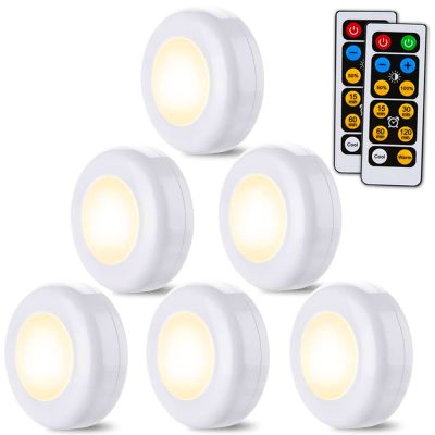 ✈ Wireless LED Puck Lights Kitchen Under Cabinet Lighting with Remote Control Battery Powered Dimmable Closet Night Lights