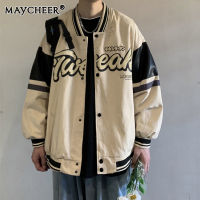 MAYCHEER เทรนด์เครื่องแบบเบสบอลของผู้ชายเสื้อแจ็กเกตชายคู่แบบหลวมเทรนด์นักเรียนชายเสื้อแจ็คเก็ตลำลอง