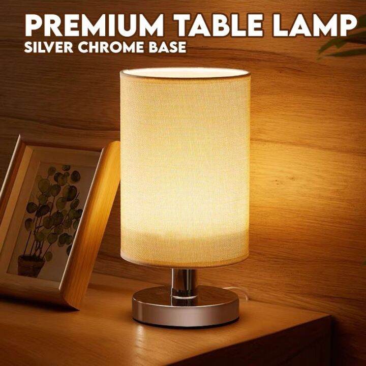 ReadyStock Nordic Silver Based LED Table Lamp Bed Lamp Ikea Style Night Lamp Side Table Desk