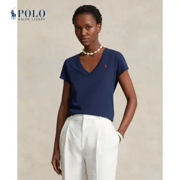 White polo v neck on sale womens