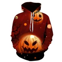 Sudadera con capucha 3D para hombre y mujer, suéter con cabeza de calabaza de terror para primavera y otoño, novedad de 2022