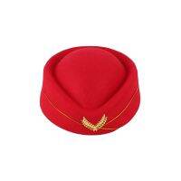 Hat Stewardess Cap Flight Attendant Air Cosplay Costume Airline Felt Hostess Vintage Pilot Beret Wool Pillbox Woolen Halloween