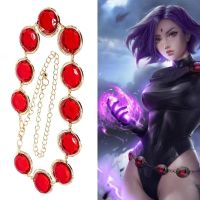 Anime Teen Titans Super Hero Raven Cosplay Costume Halloween Party Women Crystal Stone Chain Belt Jewellery Props