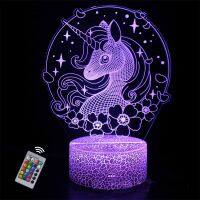 Unicorn 3D Led Illusion Lamp Unicorn Night Light for Kids Remote &amp; Smart Touch 16 Colors Changing Unicorn Toys Gifts for Girls