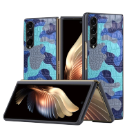 เคสสำหรับ Samsung Galaxy พับได้4 Fold4 Zflod3ลายพรางระดับพรีเมี่ยม5กรัมเคส Galaxy หลังหนัง Z Fold4พับได้4แบบ3 Zflod4