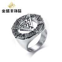 RC-375เครื่องประดับแหวนหล่อ Valknut สแตนเลส