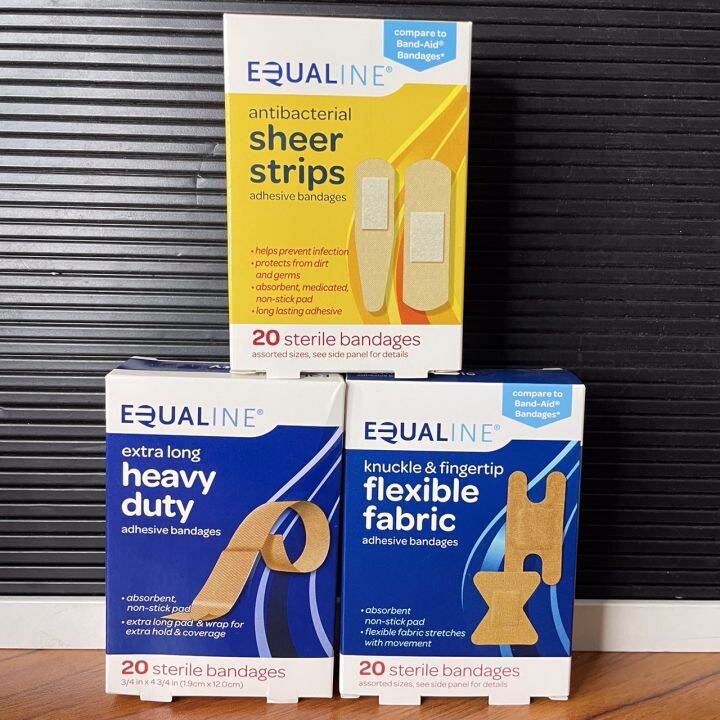 Equaline Bandages Sheer Strips , Heavy Duty , Flexible Fabric 20ct