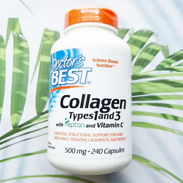 คอลลาเจน Collagen Types 1 and 3 with Peptan + C 500 mg 240 Capsules