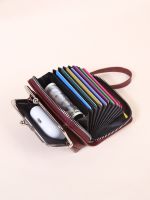 Dompet tempat kartu bisnis wanita/pria Bank abu-abu/ID/tempat kartu kredit 20 mata dompet kartu kulit PU melindungi casing dompet koin