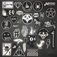 Black and White Zipper DIY Embroidery Patch Appliques Ironing Patches For Clothing Badges Decotative Clothes Stickers Fashion Accessories