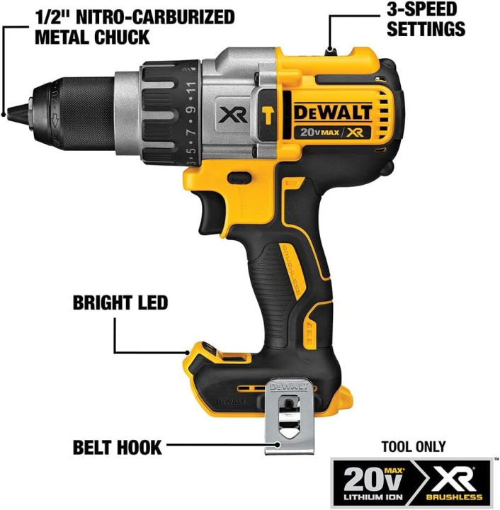 dewalt-20v-max-xr-hammer-drill-brushless-3-speed-tool-only-dcd996b-yellow-black-hammer-drill-only