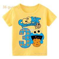 Children T Shirts Sesame Street Elmo Cookie Monster 3 4 5 birthday Clothing Boy Cartoon T Shirt Kids Clothes Boys Yellow T-shirt