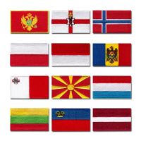 National flag computer embroidery patches clothes sticker ironing sew Applique Montenegro Northern Ireland Norway Poland Moldova Bar  Wine Tools