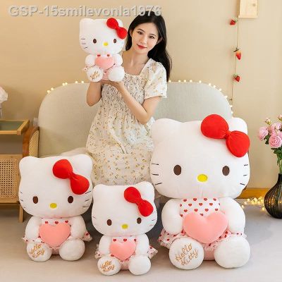 เหมียวภาพเคลื่อนไหว15smilevonla1976 Sanrio Kitty Série Kawaii Boneca De Pelúcia Dos Desenhos Anados Para Meninas Almofada Macia Bonito Traseira Brinquedos Crianças Presente De Aniversário 40ซม. 60ซม.