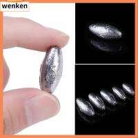 WENKEN 5pcs 3g/5g/8g/10g/15g/20g/30g/40g กระสุนกลม น้ำหนัก Line Sinkers Sinker ขั้วต่อตะขอ รูปมะกอก ตกปลาตะกั่วตก