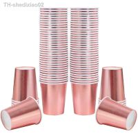 ▫☬▤ pacotes de 9oz descartável copo rosa folha ouro papel festa casamento aniversário beber utensílios mesa suprimentos