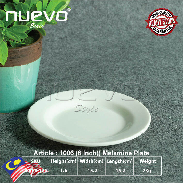 6 Inch White Melamine Restaurant Round Plates 白色餐厅圆盘 Pinggan Bulat ...