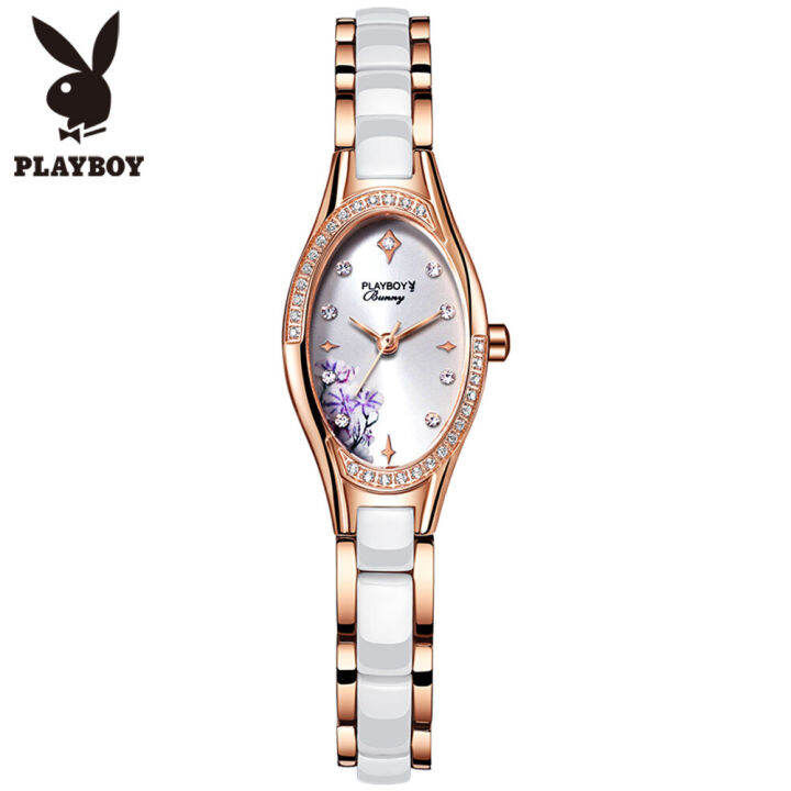 playboy-ฟรีของขวัญสร้อยข้อมือสร้อยคอเซ็ตนาฬิกาสำหรับผู้หญิง-legal-diamond-dial-elegant-temperament-สร้อยข้อมือนาฬิกาข้อมือกันน้ำ