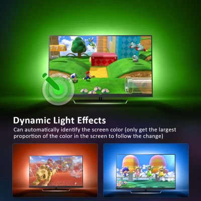 Ambient USB LED light Backlight ,LED Strip for 20 to 120 Inch HD,USB Tape Screen Color Sync,Computer,Gaming HDMI Devices