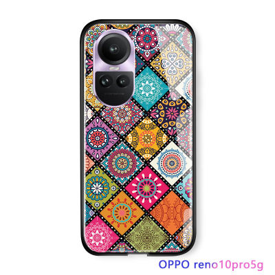 Serpens เคสป้องกันสำหรับ OPPO Reno10 Pro 5G,เคสผู้หญิงสไตล์โบโฮแฟชั่นผู้หญิงเพชรพิมพ์ลายกระจกเทมเปอร์กันกระแทก