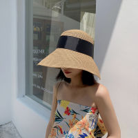 Hat Female Beach Straw Hat Korean Style Fashionable All-Match Japanese Summer Sun-Proof Hipster Bow Big Brim