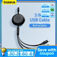 Chaunceybi Baseus 3 IN 1 USB Cable for iPhone 13 12 Type C Retractable Charging X 8