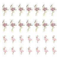 28Pcs 2 Styles Flamingo Charms Alloy Rhinestone Flamingo Pendants Pink Flamingo Enamel Charms for Earring Necklace Jewellery Making Length 17mm 29mm