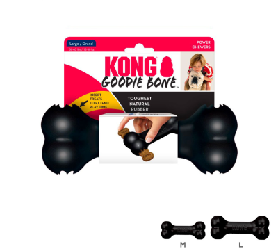 KONG Goodie Bone Extreme ของเล่นสุนัข กระดูกยางสีดำ เหนียวพิเศษ กัดเพลิน ทนทาน เสียบขนมด้านข้างได้