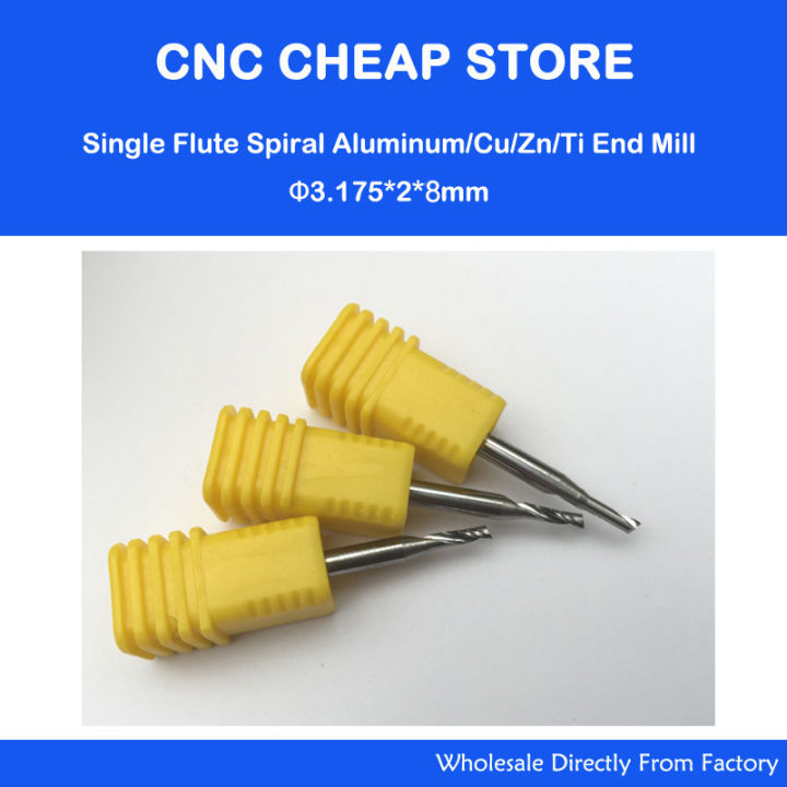 5pcs 3.175x2x8mm Single Flute Carbide End Tools CNC Aluminume Bit , Imported Milling Cutters Cutting Metal, Aluminum , Cu , Zn