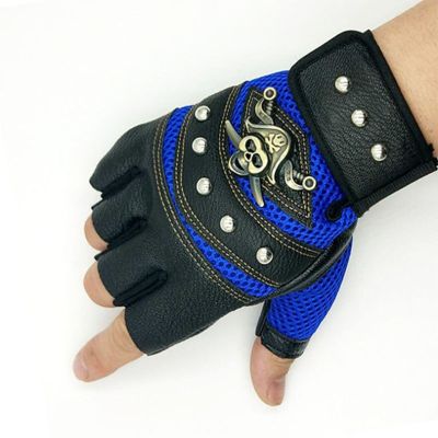 Motorcycle Riding Outdoor Non-Slip Leather Male Female Metal Half-Finger Gloves
