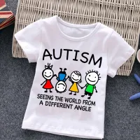 Autism Tshirt Cartoon Puzzle Cute Cotton Clothes Dinosaur T Shirts