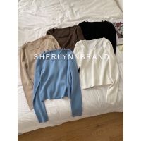 利Sherlynn Brand “ Rene Top “ เสื้อเเขนยาว เสื้อไหมพรม เสื้อเกาหลี ผูกคอ เสื้อคาดิแกน เสื