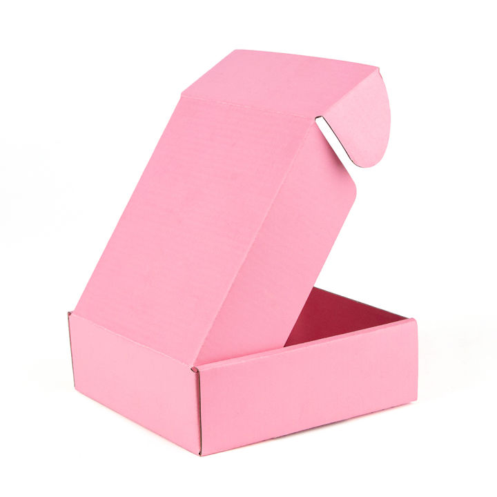 5ชิ้น10ชิ้นสีชมพูกล่องของขวัญเทศกาลฉลองกล่องบรรจุกล่องลูกฟูก3ชั้นรองรับขนาดที่กำหนดเองและพิมพ์โลโก้