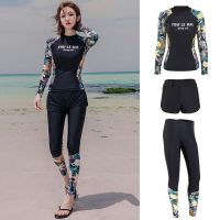 ZZOOI Womens 3pcs set Rash Guard Long Sleeve Swim Shirts and Leggings  UV/Sun Wetsuit Swimsuit Body Suit Full Surf Yoga Tracksuits