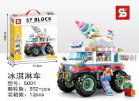 ProudNada Toys ของเล่นเด็ก ตัวต่อเลโก้ เลโก้ รถ ร้านไอศกรีม ร้านค้า S SY BLOCK ICE CREAM TRUCK 552+ PCS NO.5001