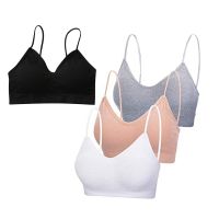 4 Pieces V Neck Strap Bra Padded Seamless Bra Strap Sleep Bra for Women Girls, One Size M