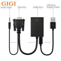 GIGI HD VGA เป็น Hdmi คอมพิวเตอร์กับทีวีอะแดปเตอร์สายสัญญาณเสียงแหล่งจ่ายไฟสาย