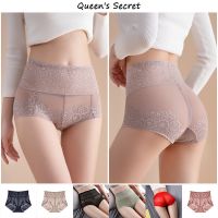 Sexy high-waisted belly lace panties for ladies plus size hip-lifting mesh breathable briefs