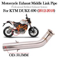 ☒■♂กันลื่นสำหรับ KTM DUKE 690 DUKE690 2012-2018ท่อไอเสียรถจักรยานยนต์ดัดแปลง51มม. ท่อเชื่อมเชื่อมเชื่อมกลางท่อไอเสีย Moto