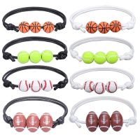 New Basketball Baseball Bracelet Wax Line Woven Tennis Rugby Bracelet Boys Girls Sports Jewelry BR1001 Charms and Charm Bracelet