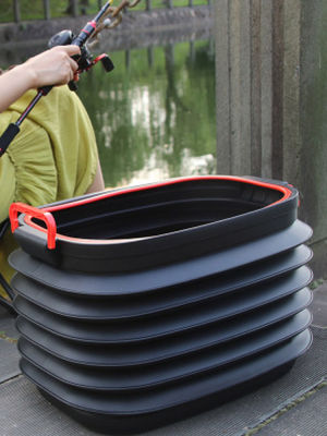 Collapsible Bucket with Lid Portable Outdoor Fishing Vehicle Car Wash Mop Water Bucket Foldable Car Trash Can Camping Supplies