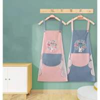 ?พร้อมส่ง? ผ้ากันเปื้อนกันน้ำผ้ากันเปื้อนทําอาหาร Cooking Apron สไตล์เกาหลี ผ้ากันเปื้อน ลายน่ารักๆ Kitchen apron(Embroidery pattern)